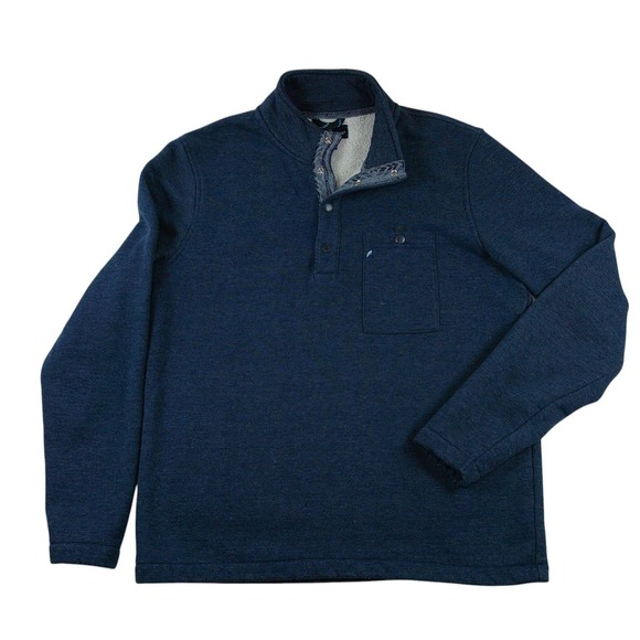 Tailor Vintage Mens Pullover Sweater Quarter Button Up Pocket Navy Blue - Picture 1 of 10